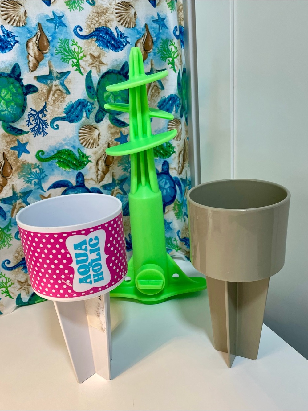 Beach bundle- 2 cup holders, beach umbrella base. Selling as a set.